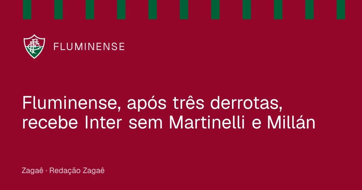 Imagem ilustrativa: Fluminense, após três derrotas, recebe Inter sem Martinelli e Millán